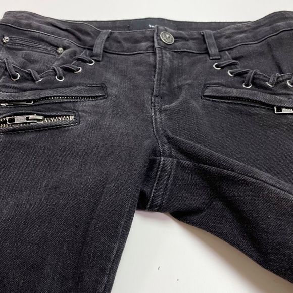 The Kooples Low Rise Braided Jean Zip Stretch Charcoal Wash Black 26 Short - Picture 6 of 8